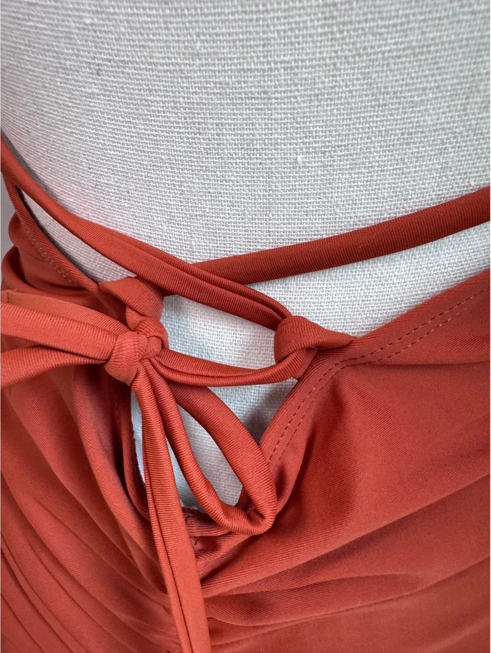 Rust Orange Women's One-Piece Swimsuit with Cross Back and Tie Detail - Size Not